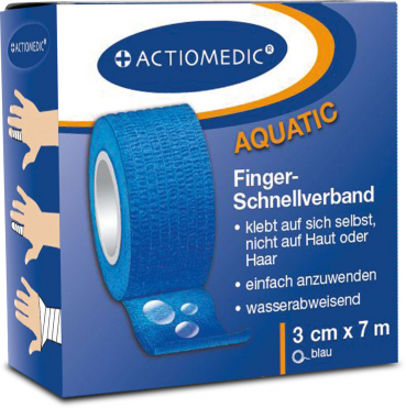 Preview: Actiomedic® AQUATIC Schnellverband , 3 cm x 7 m, blau